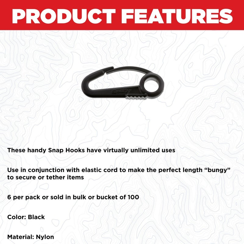 Scotty #590-BK Nylon Snap Hook (Black) (6-Pack) - Image 2